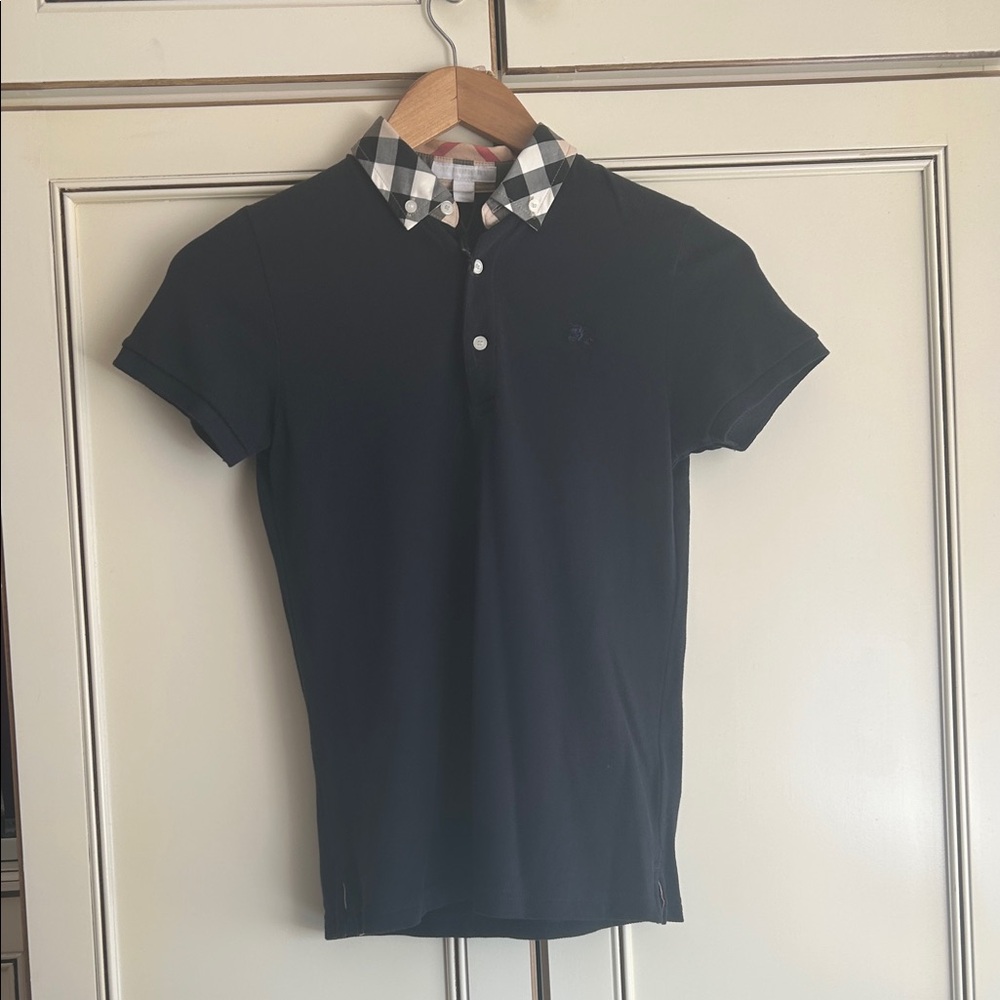 Burberry Black Polo with Signature Check Collar